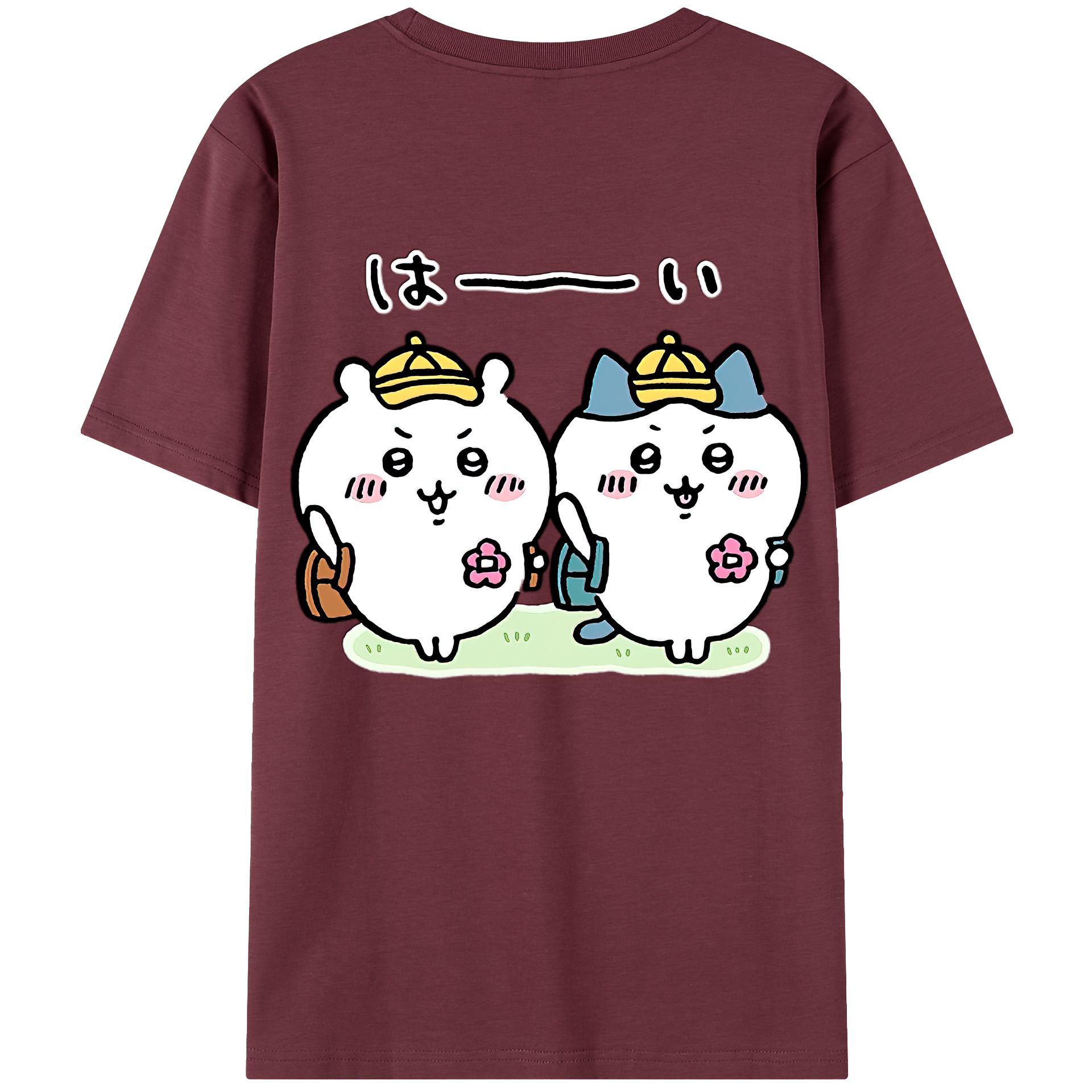 （画像用） ちいかわ ハチワレ Chii-kawa hachiware 綿100％半袖Tシャツ（背面プリント）